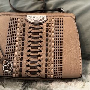 Elegant Tan Handbag with Heart Charm